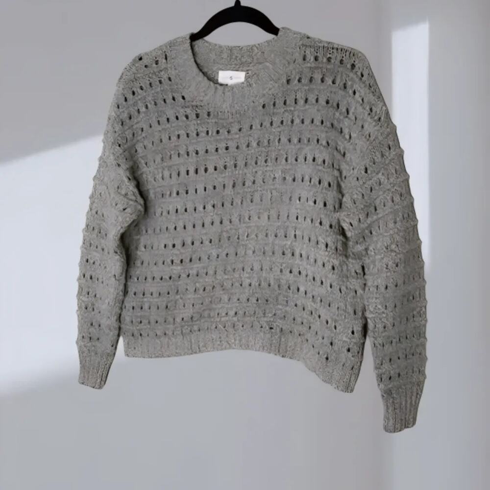 Lou & Grey Open-Knit Textured Sweater – Heather Gray (Women’s XS)